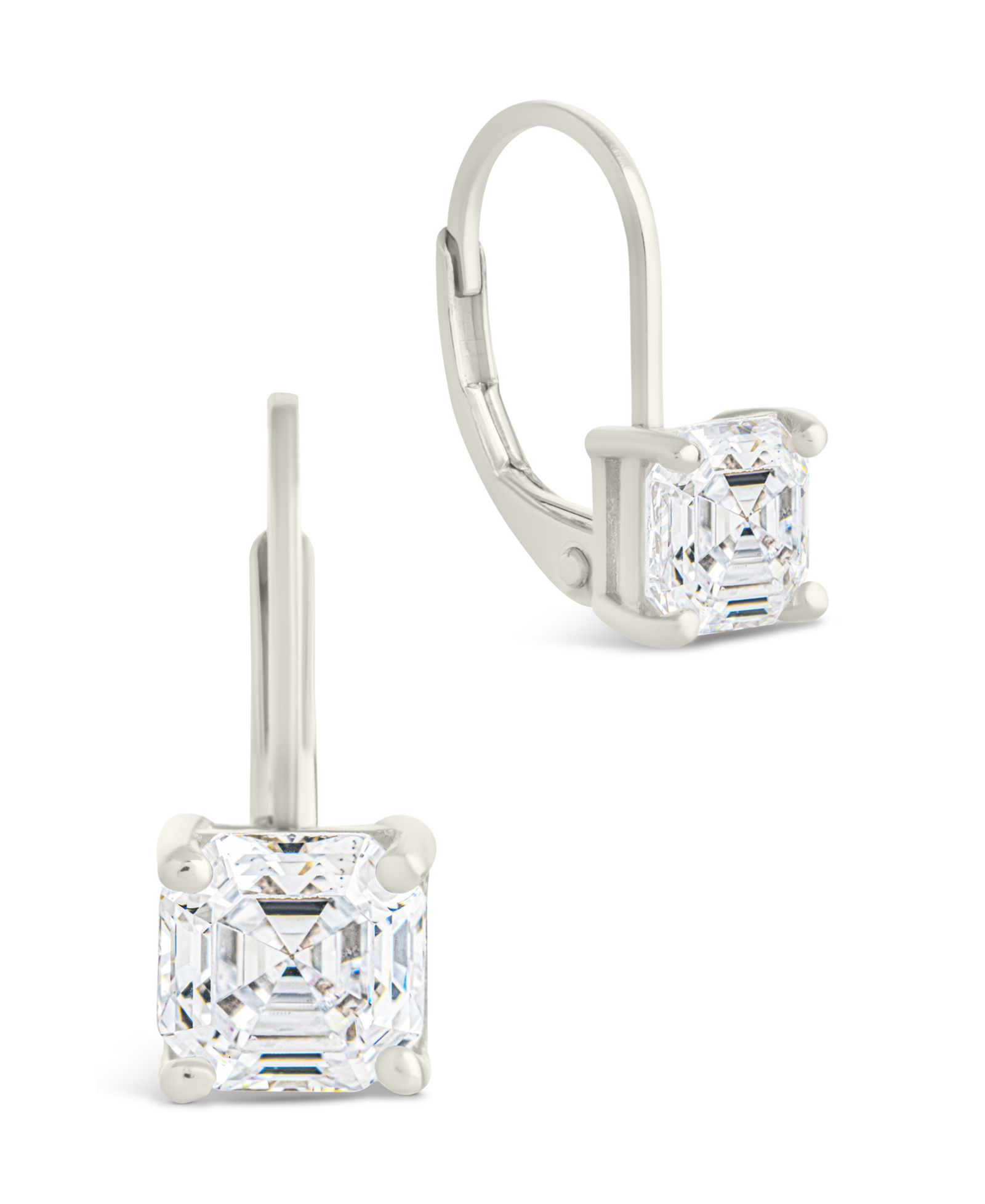 Серьги Sterling Forever Princess Cut French Clip из стерлингового серебра