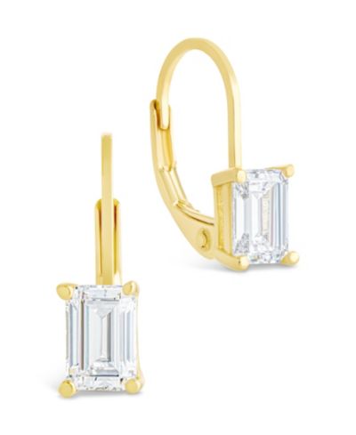 Sterling Forever Серьги-клипсы из стерлингового серебра с изумрудной огранкой
