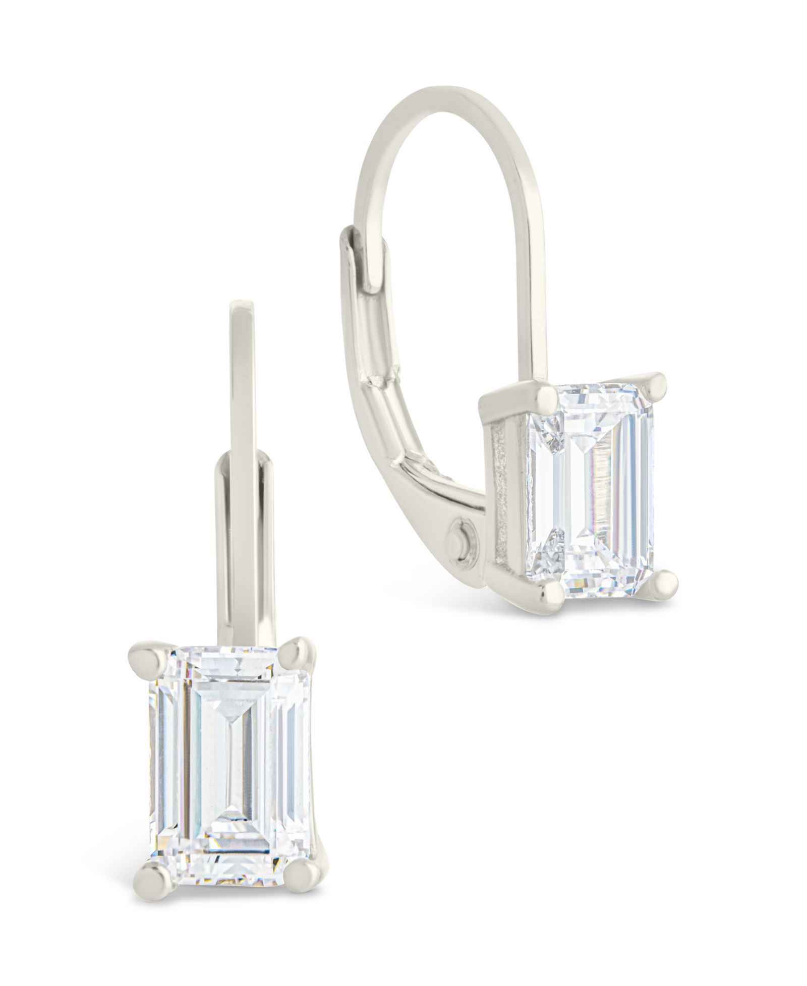 Sterling Forever Серьги-клипсы из стерлингового серебра с изумрудной огранкой