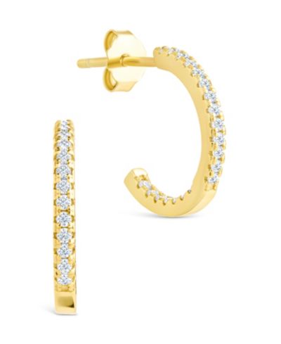 Серьги-кольца Sterling Forever Sterling Silver Thin Bezel Statement Hoops