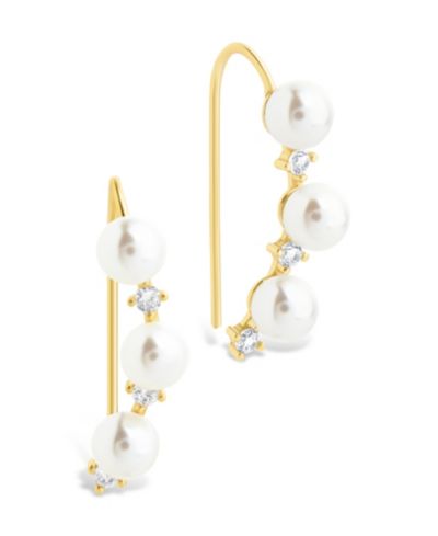 Серьги-подвески Sterling Forever Siena CZ Cultivated Pearl Threader из стерлингового серебра