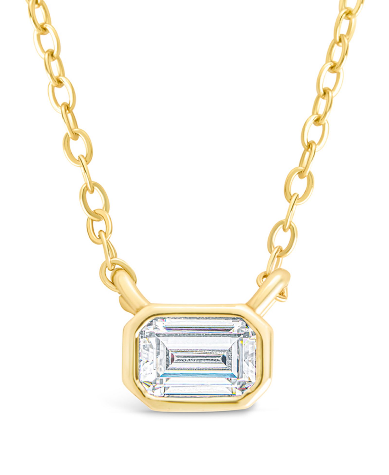 Sterling Forever Emerald Bezel Set Pendant Necklaces