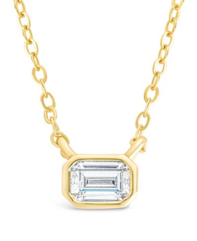 Sterling Forever Emerald Bezel Set Pendant Necklaces
