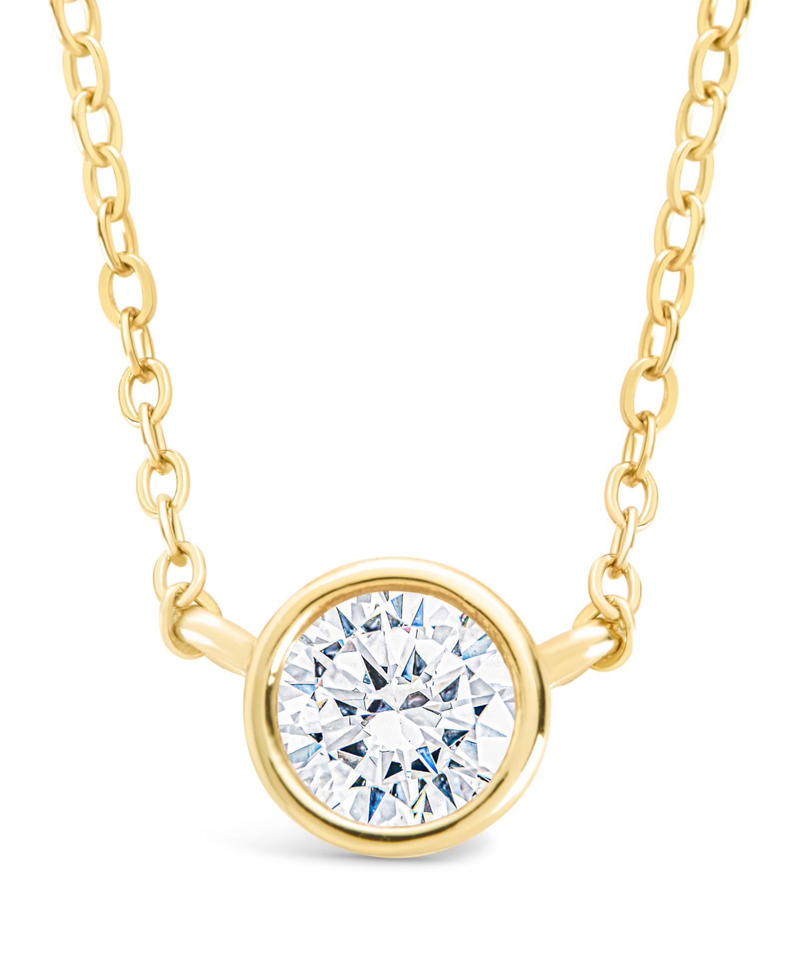 Sterling Forever Round Bezel Set Pendant Necklaces
