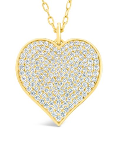 Sterling Forever Large Cubic Zirconia Statement Heart Pendant Necklaces