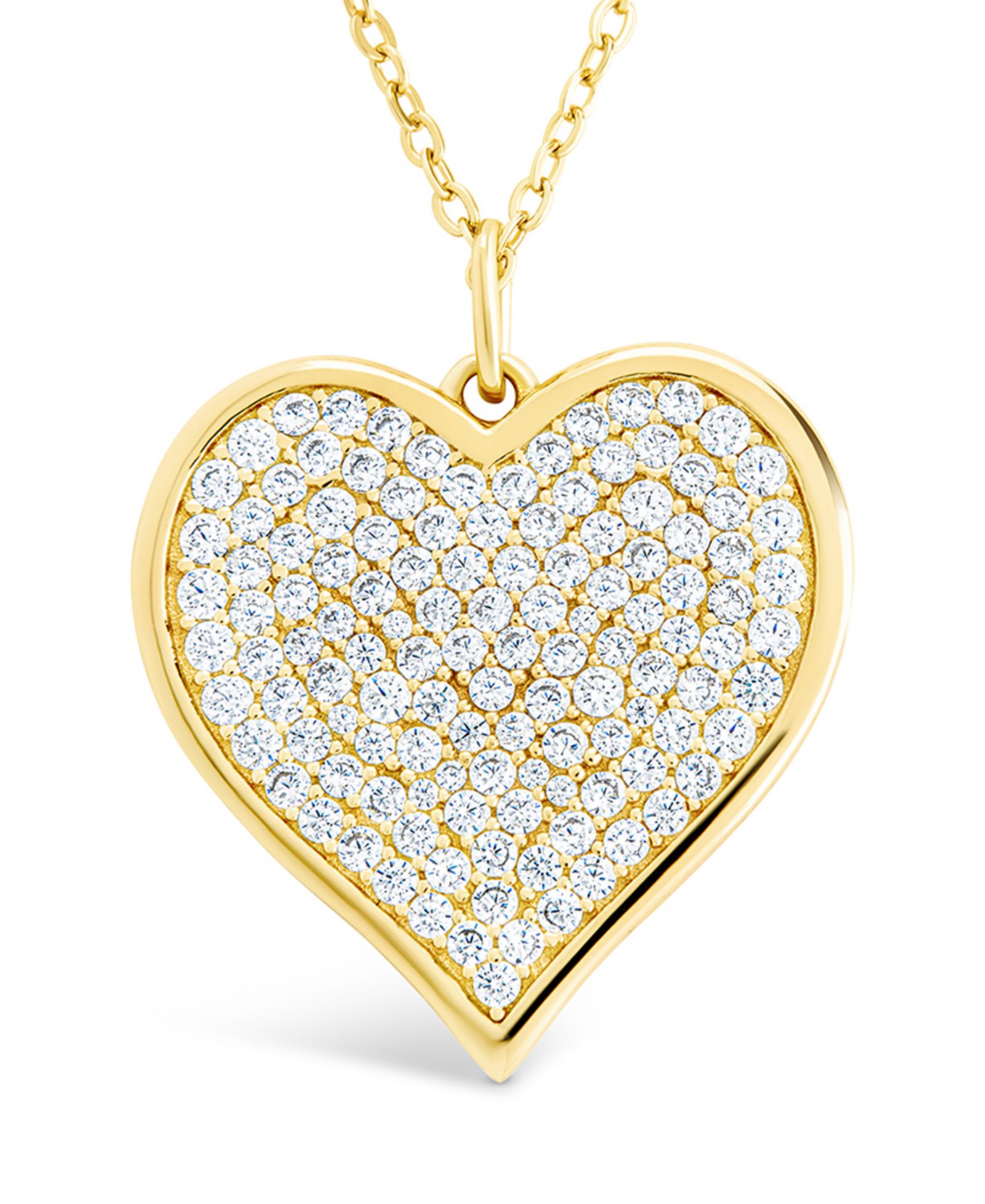 Sterling Forever Small Cubic Zirconia Statement Heart Pendant Necklaces