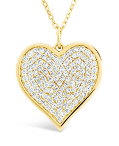 Sterling Forever Small Cubic Zirconia Statement Heart Pendant Necklaces