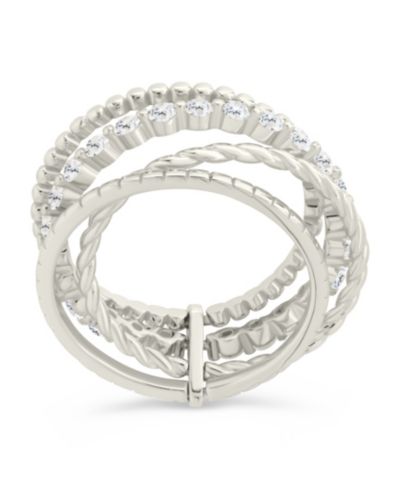 Sterling Forever кольцо Cassidy с кубическим цирконием и текстурированным наслоением