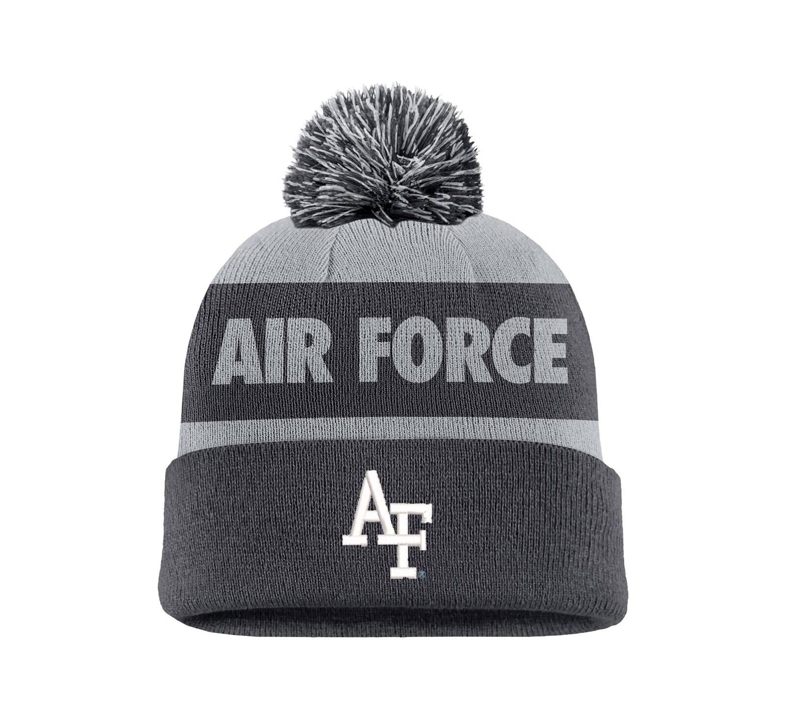 Мужская вязаная шапка Nike Air Force Falcons Rivalry Shield с помпоном, Charcoal