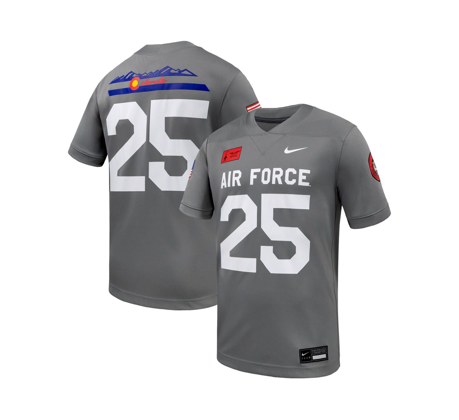 Джерси Nike Men's 25 Gray Air Force Falcons APLS Fighting Falcon Collection