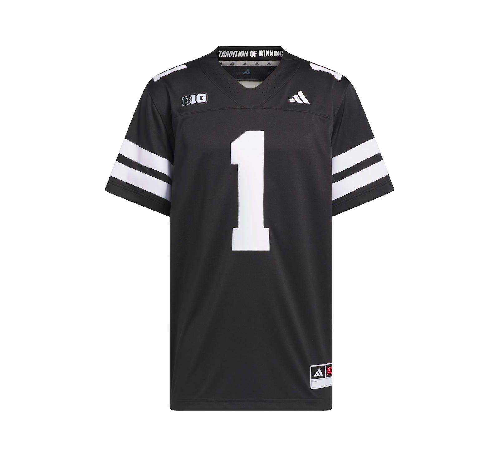 Мужская джерси adidas 1 Black Nebraska Huskers Alternate Premier