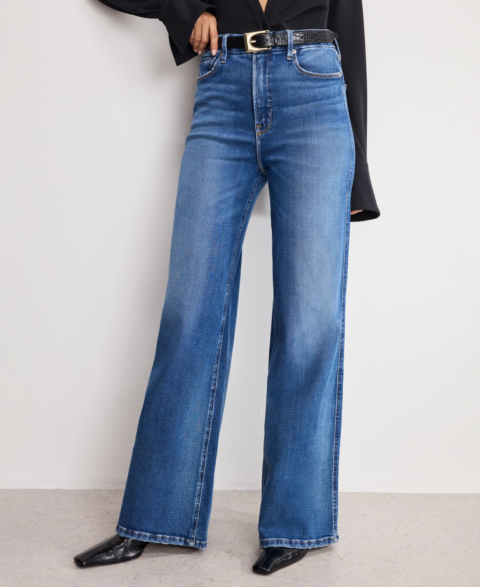 Good American Women's Soft Tech Good Skate Wide Leg Jeans, Regular & Plus Size