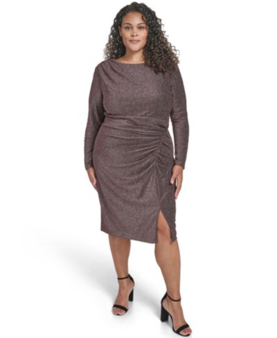 Платье в горошек Anne Klein Plus Size Long Sleeve Knit