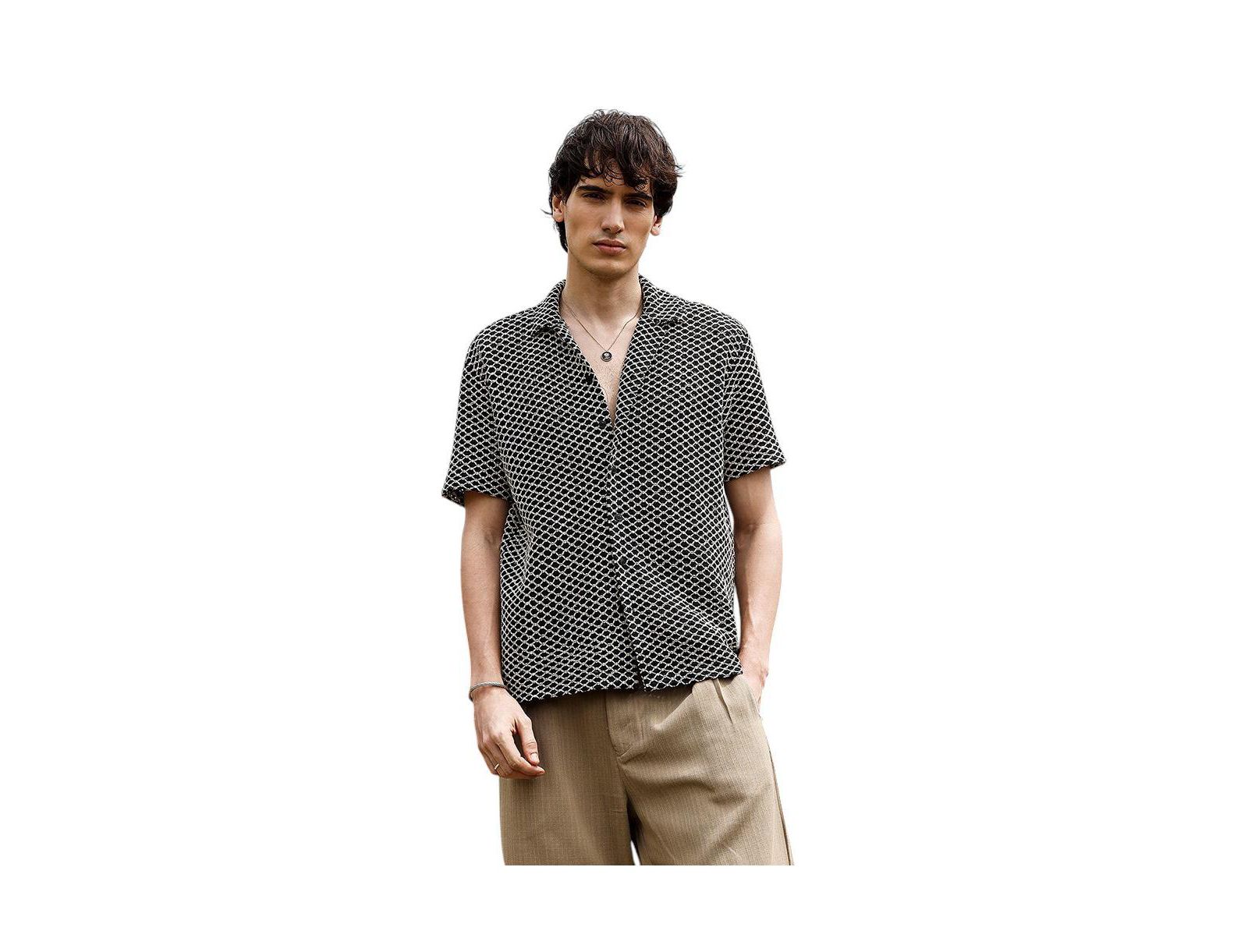 Campus Sutra Men's Contrast Rhombus Oversized Shirt