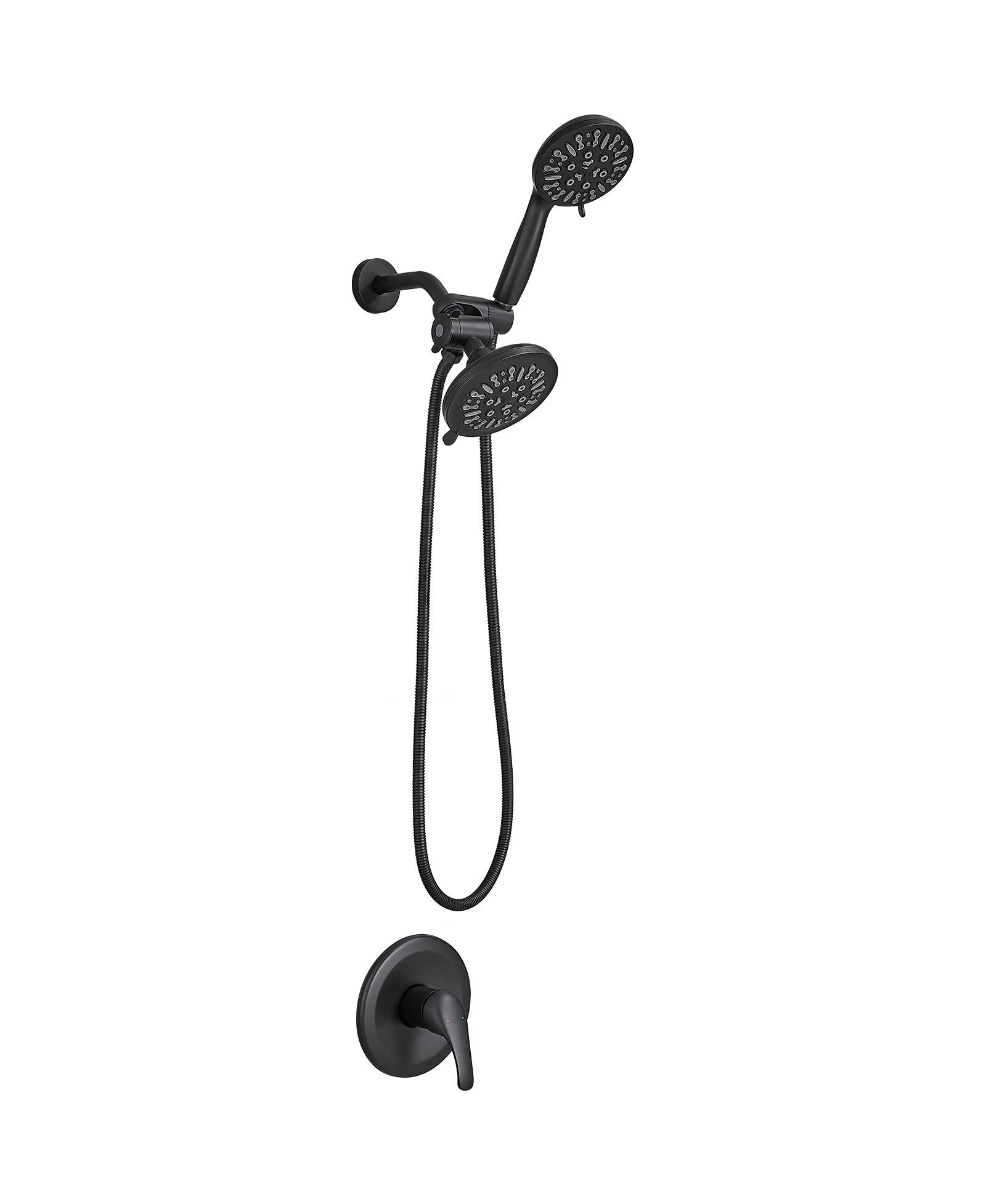 Greenspring 12 in Single-Handle 1-Spray Round Rain Shower Faucet Combo Set with Dual Function Pressure Balance Valve in Matte Black