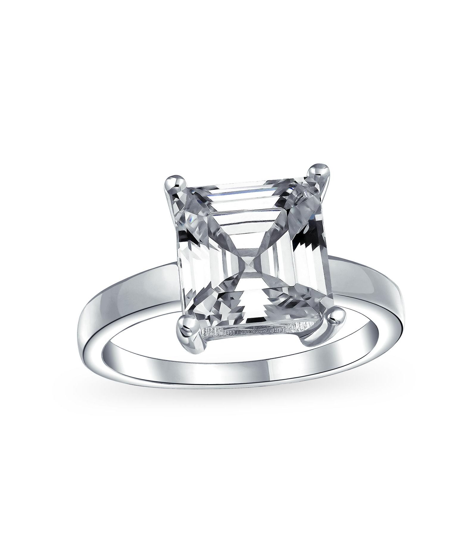 Bling Jewelry Classic 3CT CZ Square Asscher Cut Cubic Zirconia Solitaire Engagement Ring .925 Sterling Silver