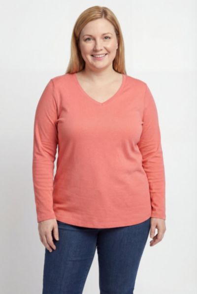 Женская футболка Woman Within Plus Size с V-образным вырезом