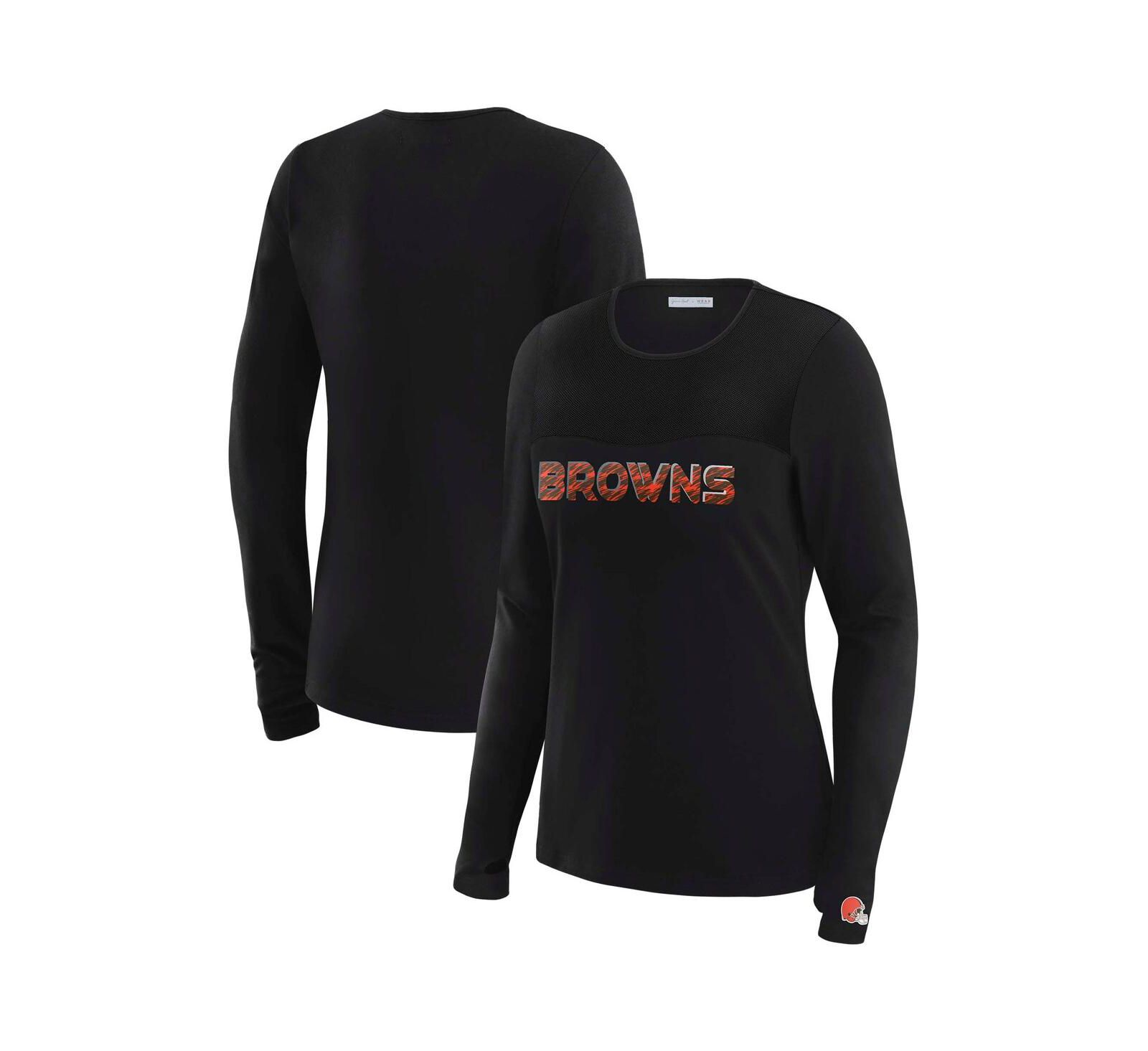 WEAR by Erin Andrews женская футболка с длинным рукавом и сетчатыми панелями Cleveland Browns