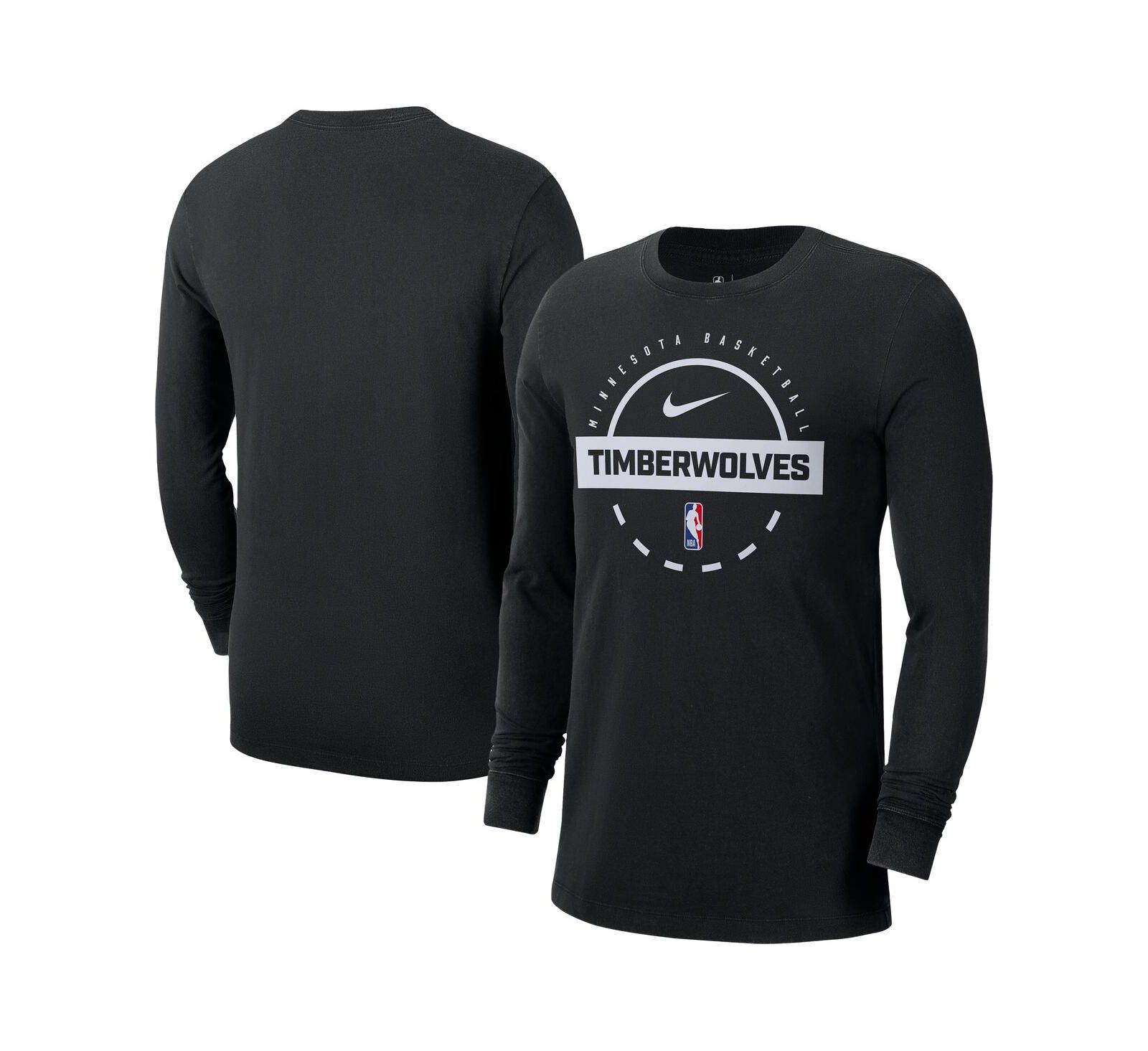 Nike Мужская тренировочная футболка с длинным рукавом Black Minnesota Timberwolves