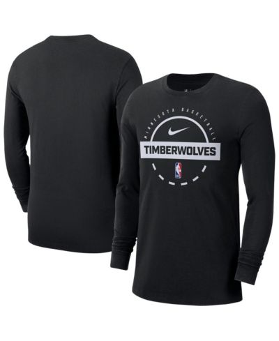 Nike Мужская тренировочная футболка с длинным рукавом Black Minnesota Timberwolves