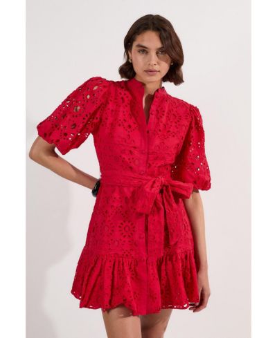 Karen Millen Women's Woven Tie Waist Mini Dress