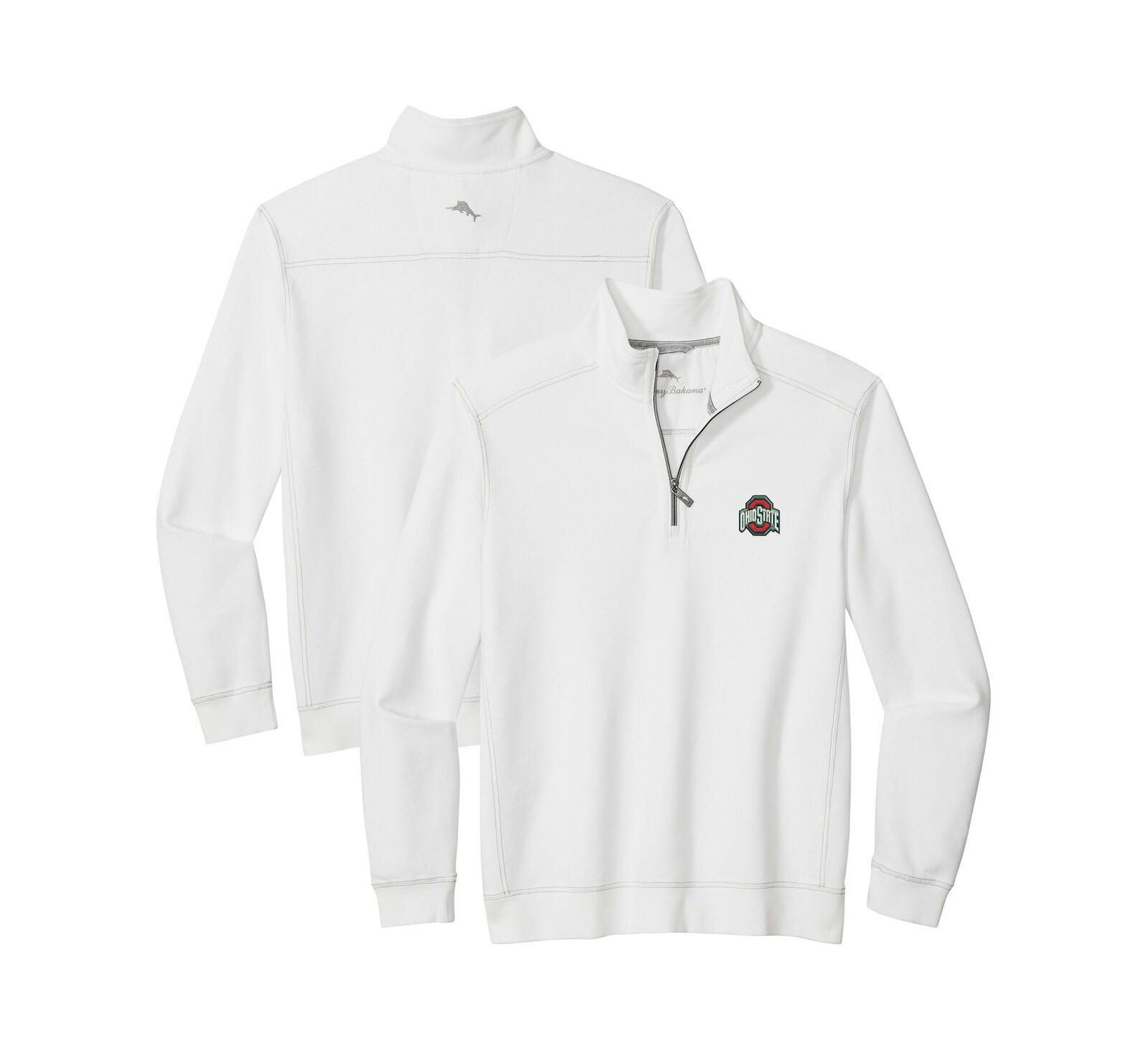 Tommy Bahama Men's White Ohio State Buckeyes Montego Bay Half-Zip Jacket