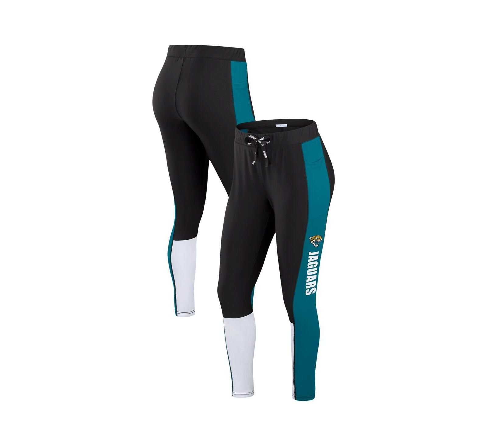 Женские леггинсы WEAR by Erin Andrews Jacksonville Jaguars Color Block, черные/бирюзовые