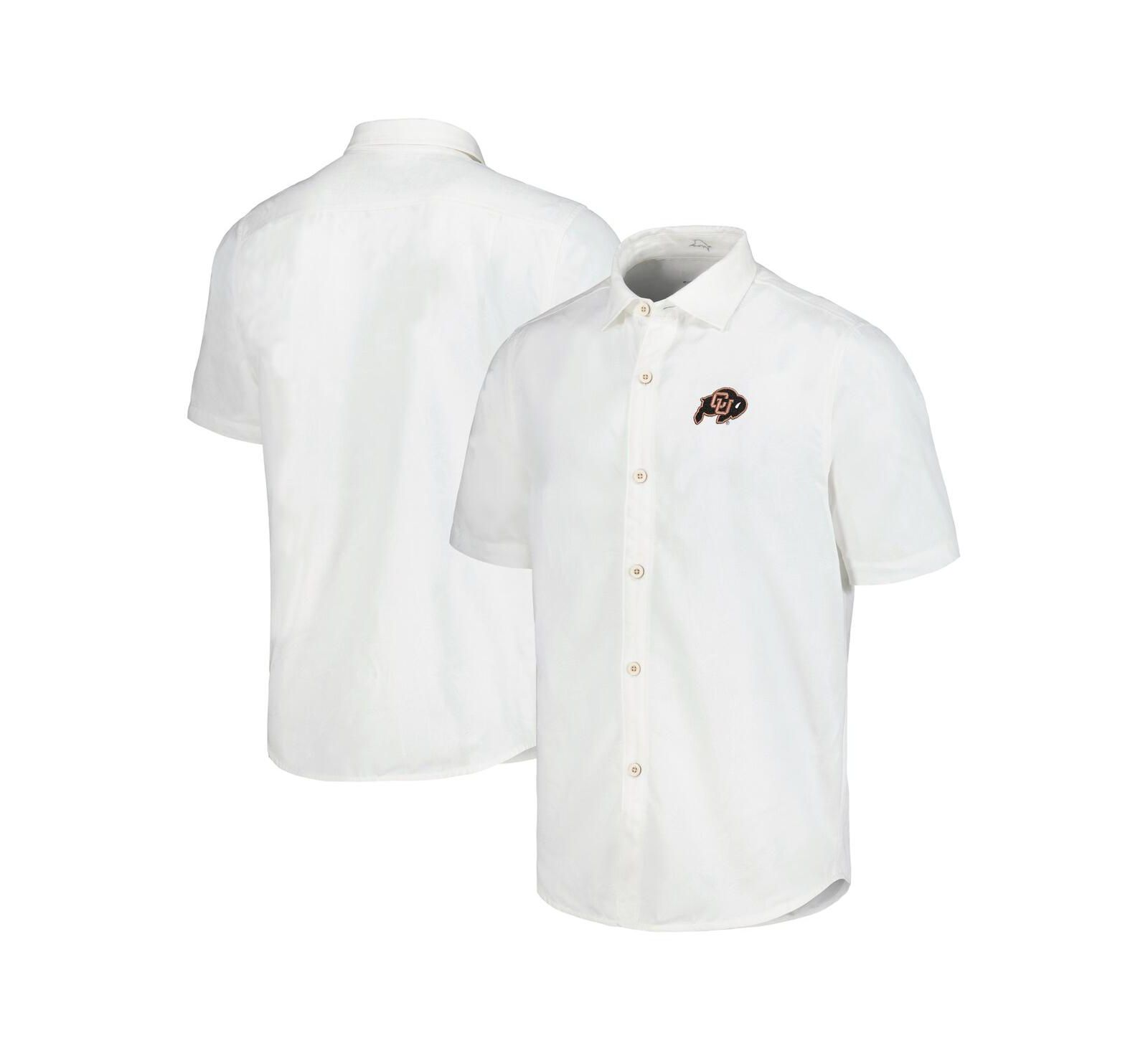 Мужская рубашка Tommy Bahama White Colorado Buffaloes Coconut Point Palm Vista IslandZone Camp Button-Up