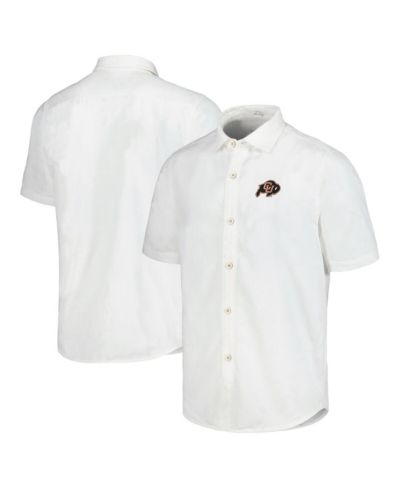 Мужская рубашка Tommy Bahama White Colorado Buffaloes Coconut Point Palm Vista IslandZone Camp Button-Up