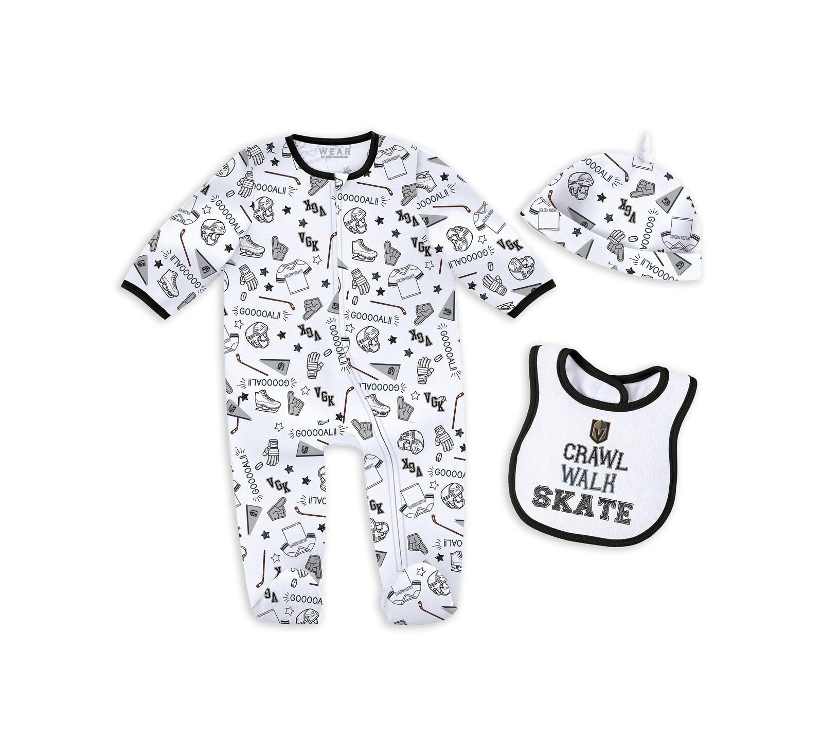 WEAR by Erin Andrews Baby Boys and Girls Vegas Golden Knights Sleep and Play Sleeper Set with Bib