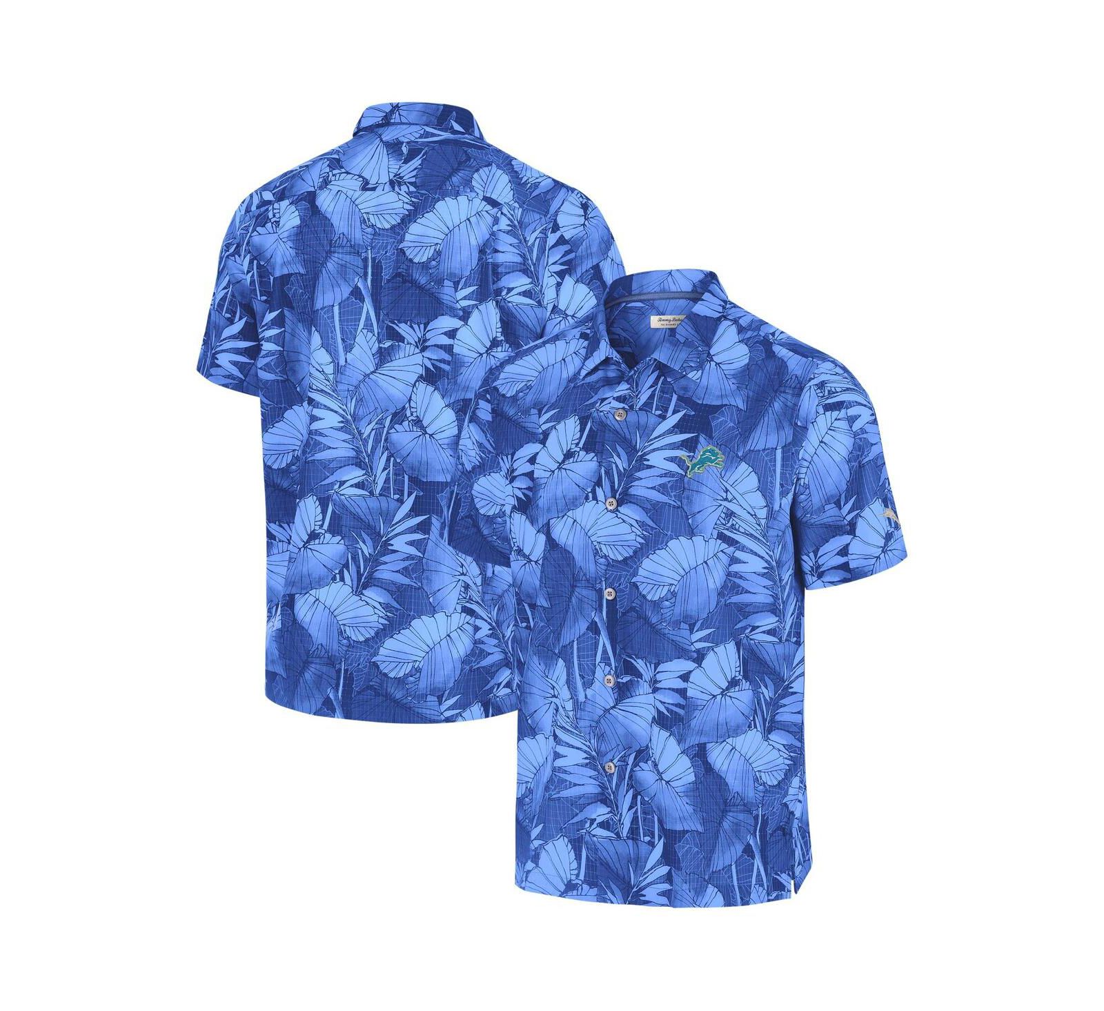 Мужская рубашка Tommy Bahama Blue Detroit Lions Bahama Coast Nuevo Fronds Camp Button-Up
