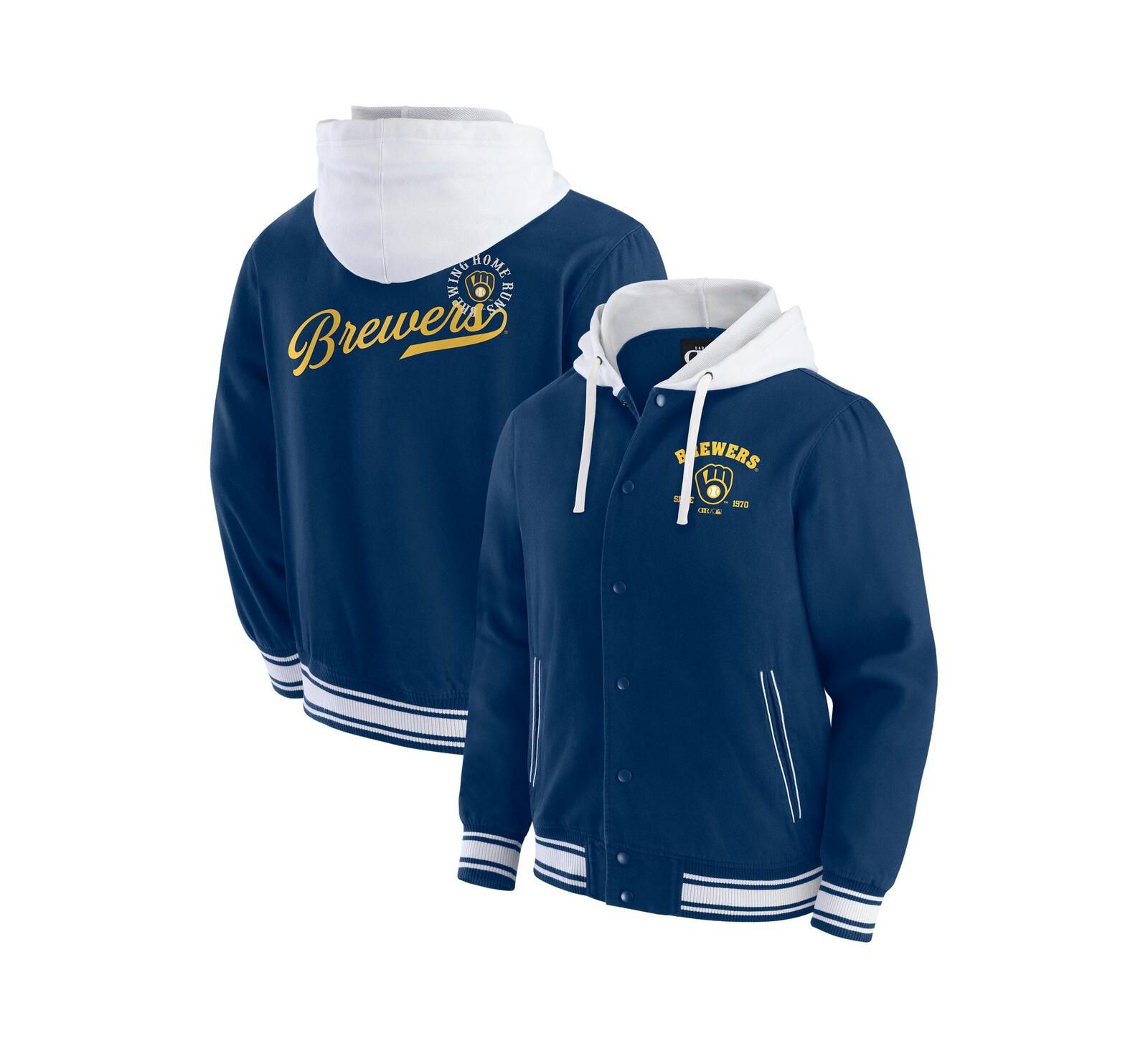 Darius Rucker Collection by Fanatics Men's Navy Milwaukee Brewers Full-Snap Hooded Jacket