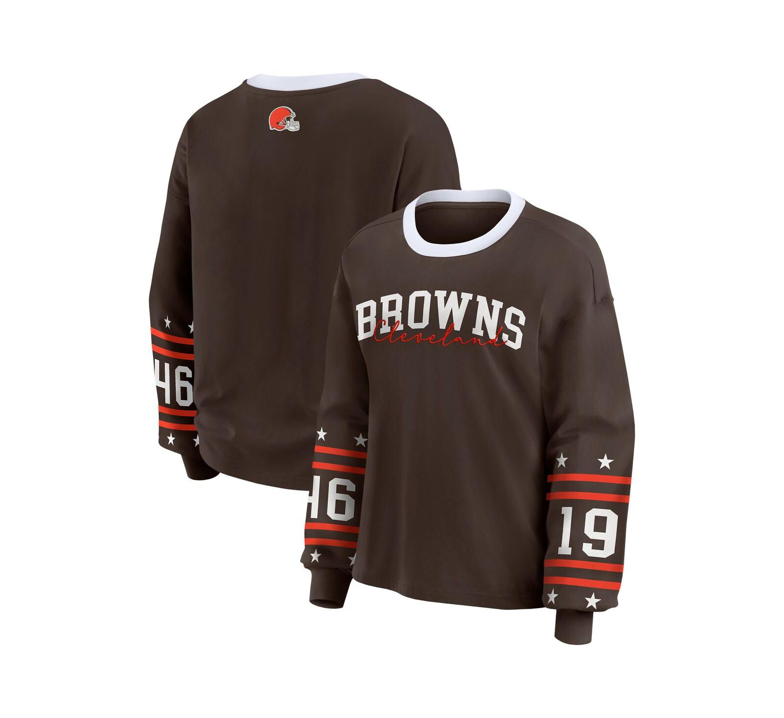 Женская футболка WEAR by Erin Andrews Brown Cleveland Browns Sport Long-Sleeve