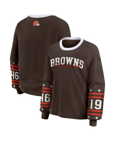 WEAR by Erin Andrews Women's Brown Cleveland Browns Sport Long-Sleeve T-Shirt