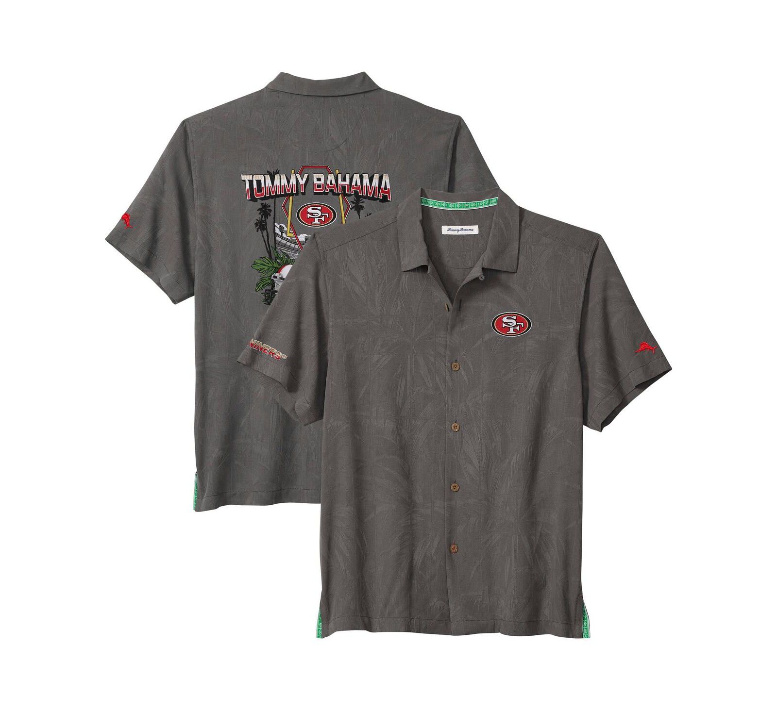Мужская рубашка Tommy Bahama Gray San Francisco 49ers Endzone Paradise COOLMAX Button-Up