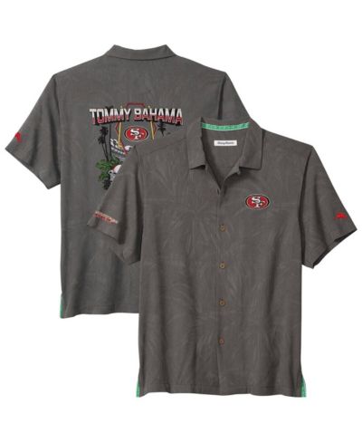 Мужская рубашка Tommy Bahama Gray San Francisco 49ers Endzone Paradise COOLMAX Button-Up