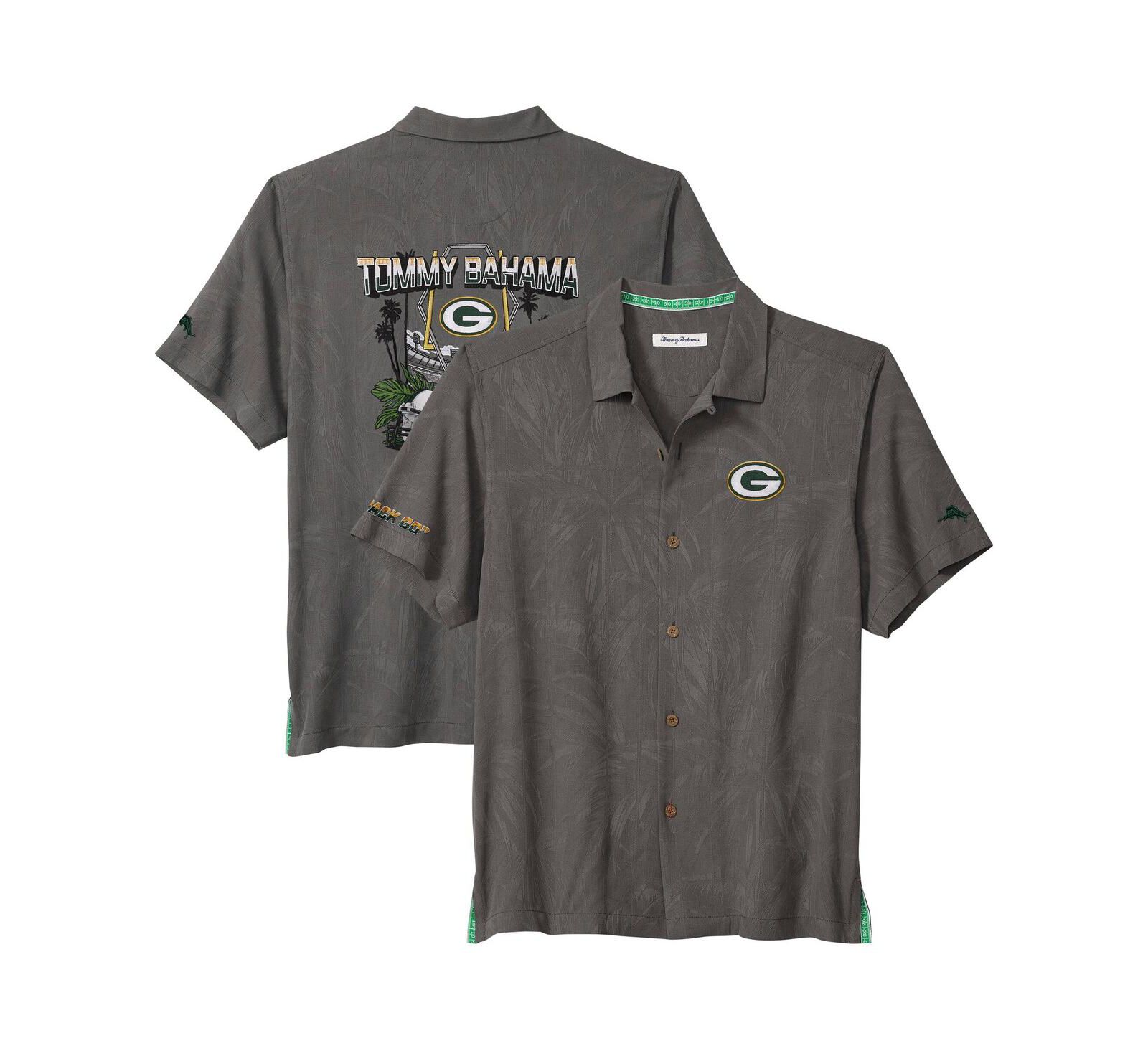 Tommy Bahama Мужской Gray Green Bay Packers Endzone Paradise COOLMAX Button-Up Shirt