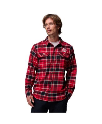 Columbia мужская фланелевая рубашка с длинным рукавом и пуговицами Ohio State Buckeyes Scarlet Flare Gun Omni-Wick