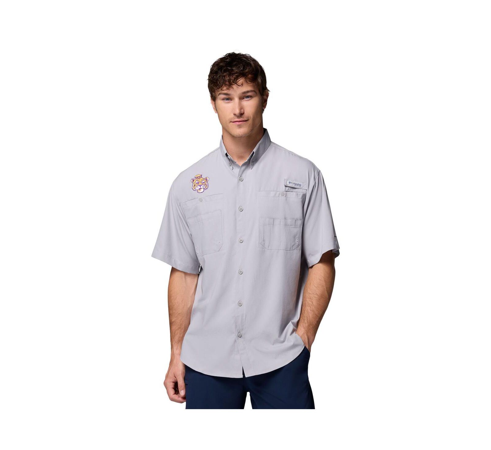 Columbia Men's Gray LSU Tigers Tamiami Omni-Shade Button-Down Shirt