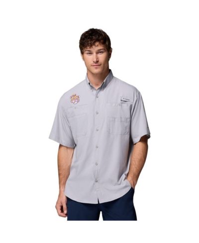Columbia мужская рубашка LSU Tigers Tamiami Omni-Shade, серая
