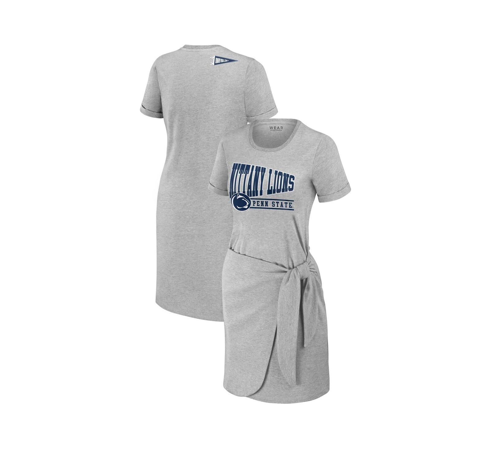 Женское платье-футболка WEAR by Erin Andrews Heather Gray Penn State Nittany Lions Knotted