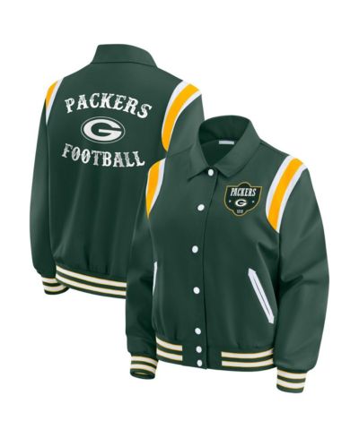Женская куртка WEAR by Erin Andrews Green Bay Packers Varsity Lightweight Full-Snap Jacket