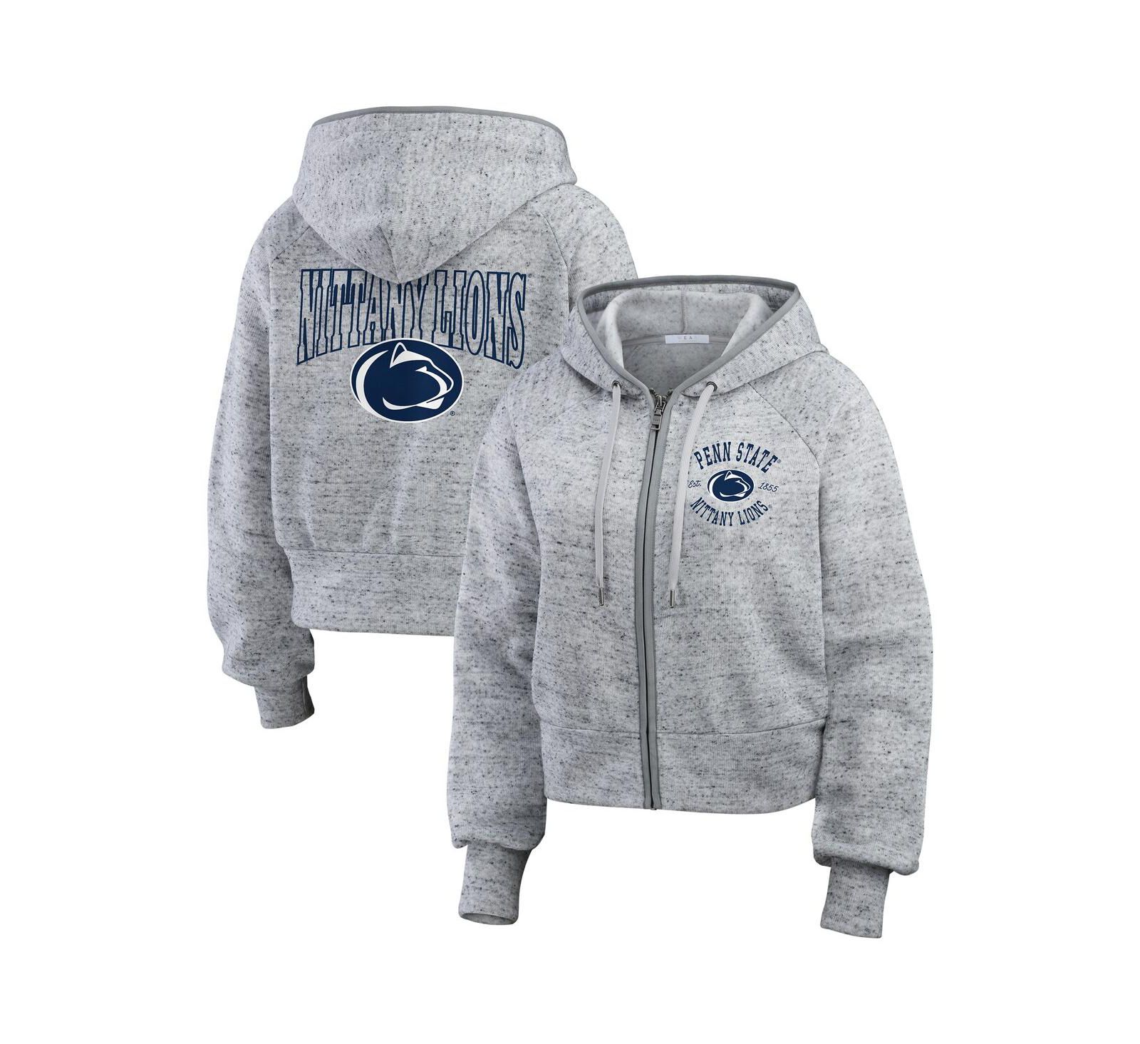 Женское худи WEAR by Erin Andrews Heather Gray Penn State Nittany Lions Raglan Full-Zip