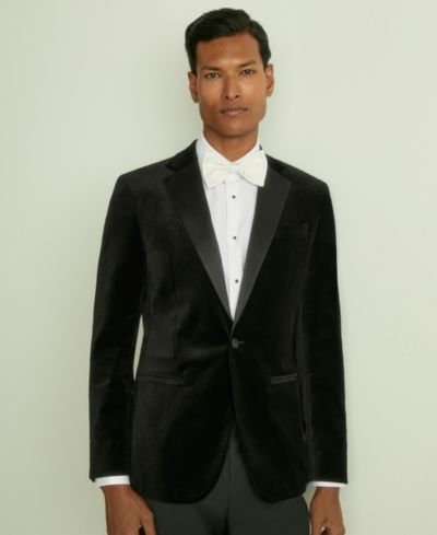REISS Men's Ace Tailored-Fit Single-Breasted Velvet Blazer