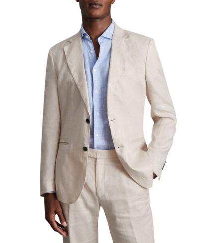 REISS Men's Kin Tailored-Fit Single-Breasted Linen Blazer