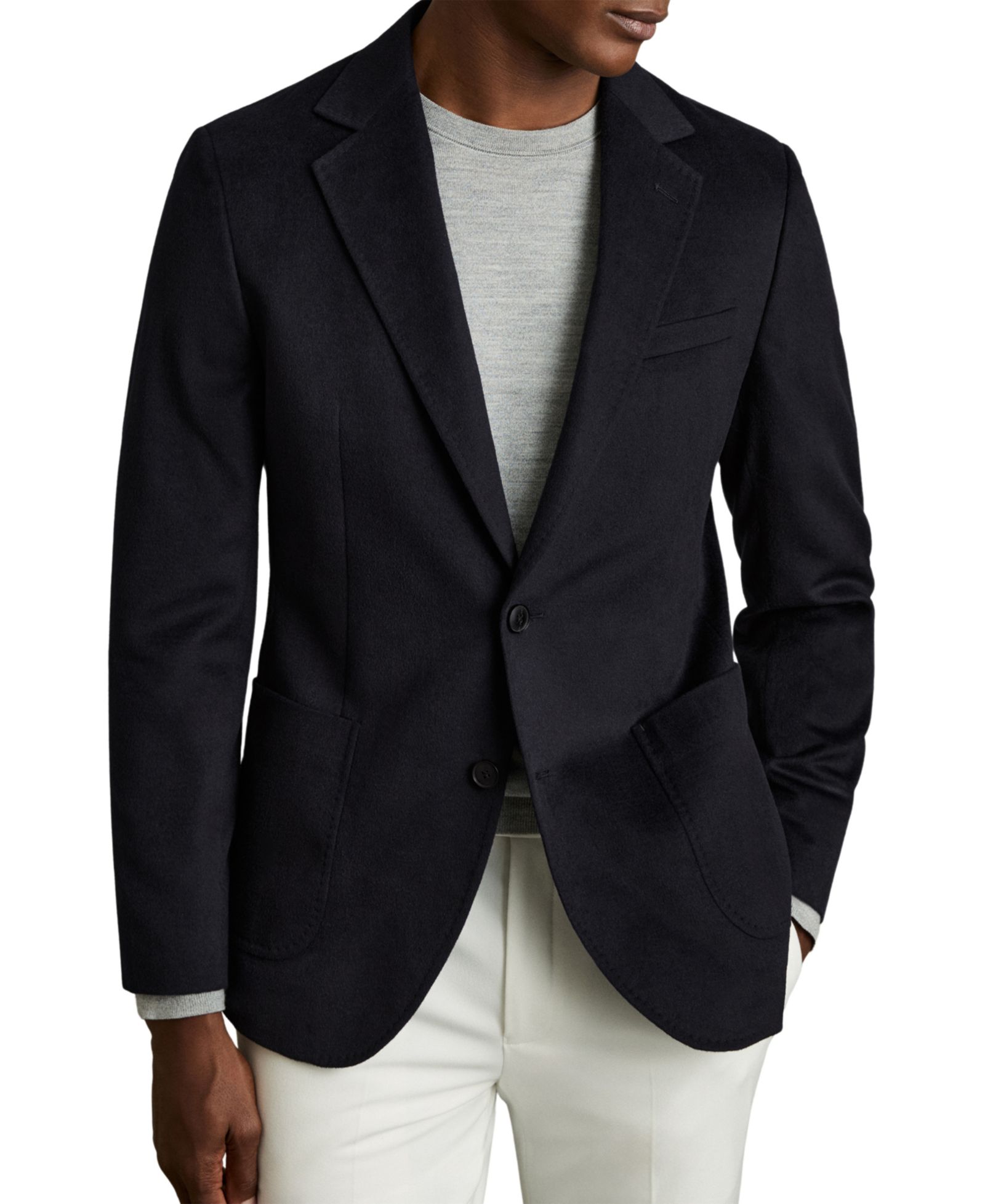 Мужской приталенный блейзер REISS Patch Single-Breasted с вставкой Gilet