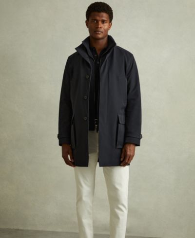 REISS Men's Player Hybrid Removable-Gilet Overcoat