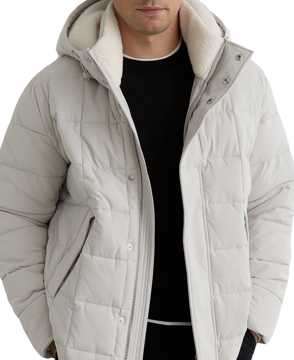 REISS Men's Klause Hooded Puffer Fleece-Lined Jacket