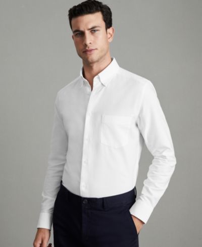 Мужская рубашка REISS Men's Greenwich Slim-Fit Button-Down Collar Cotton Oxford