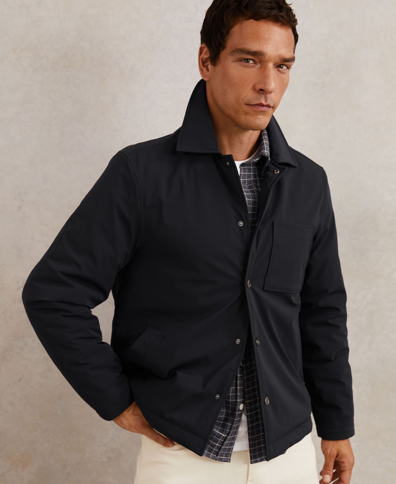 REISS Men's Parker Lightly-Padded Patch-Pocket Jacket